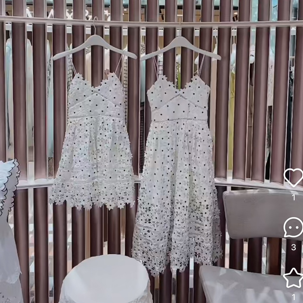 Self-Portrait White Maxi Dress with Black Polka Dots